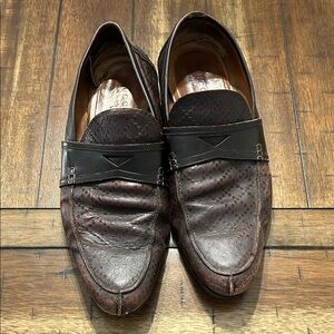 Gucci Men’s Brown Loafers Slip On Designer Shoes Size 12 Made in Italy